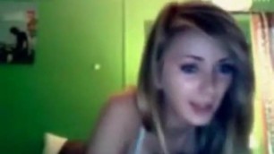 Angelic face cute college girl on her webcam