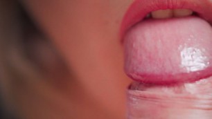 Gentle frenulum licking close-up, pov